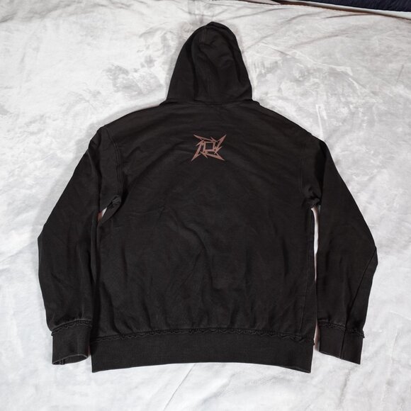 H&M Metallica Pushead Skull Hoodie Mens Medium Music Grunge Washed Black - Picture 7 of 10
